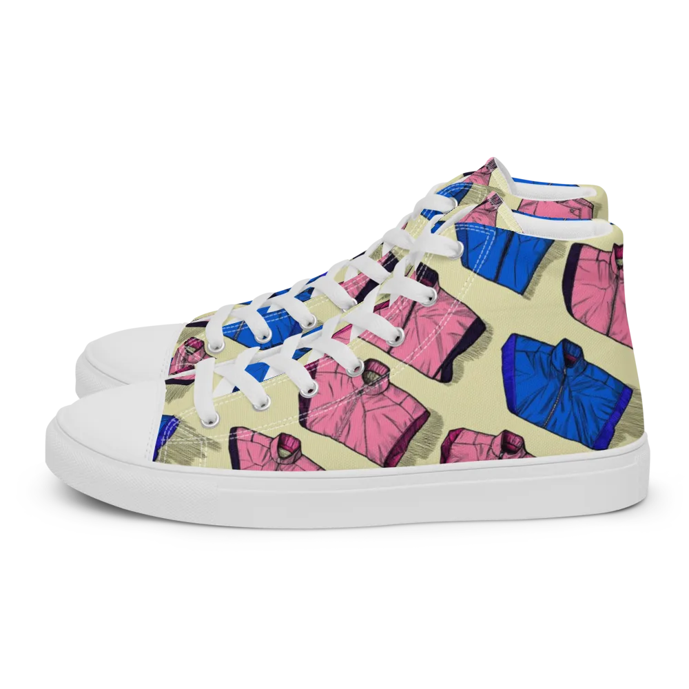 Puffer Parade on Men's High Top Canvas Shoes — Left