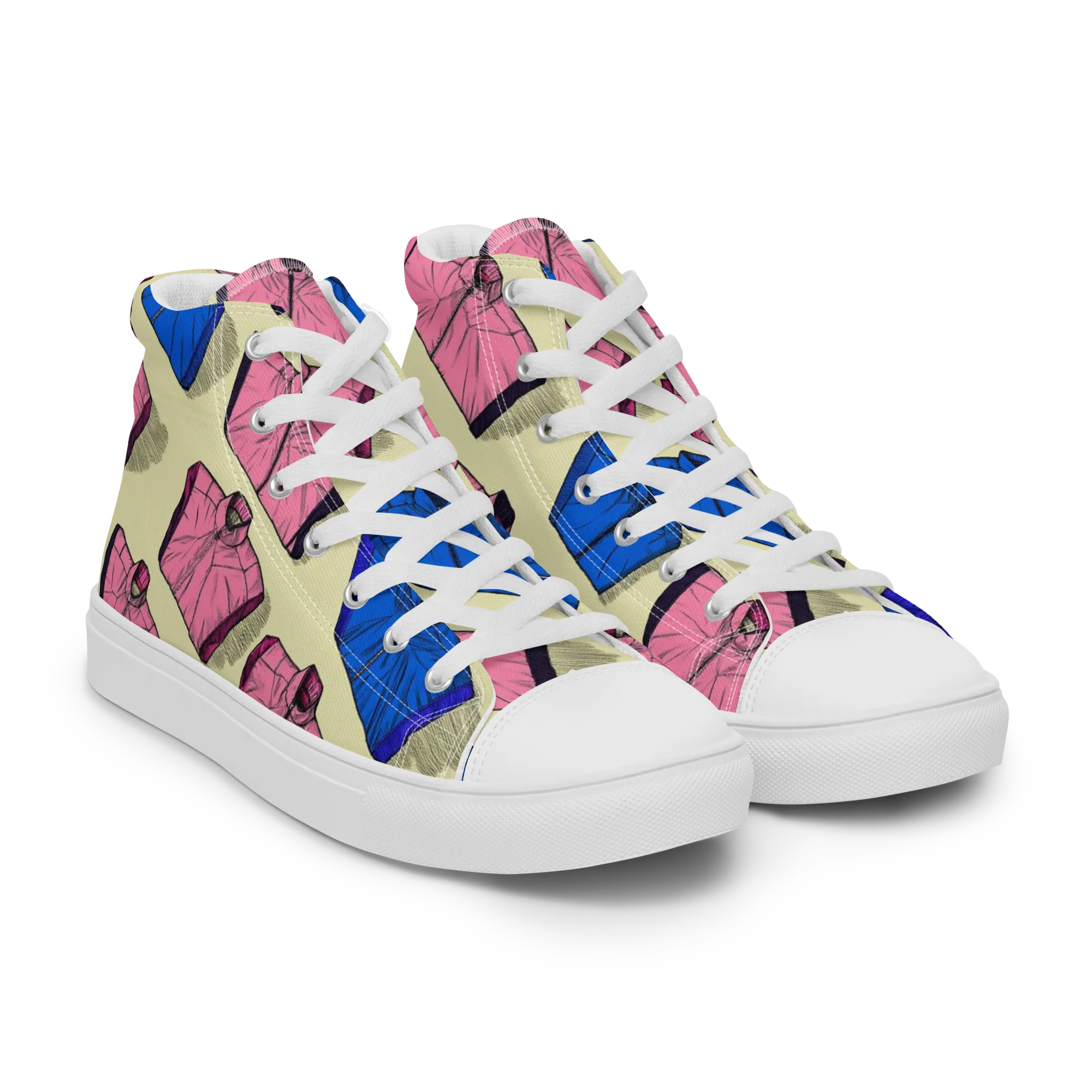 Puffer Parade on Women's High Top Canvas Shoes — Right Front