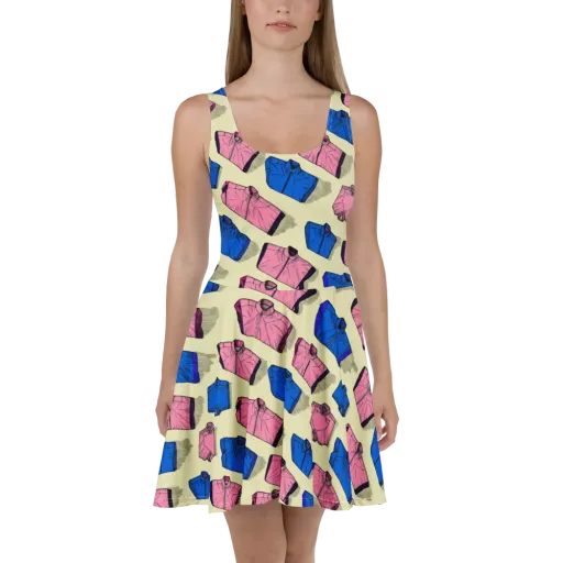 Puffer Parade on a Skater Dress