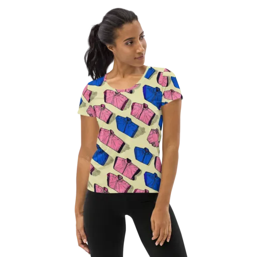 Puffer Parade on a Women's Athletic T-Shirt