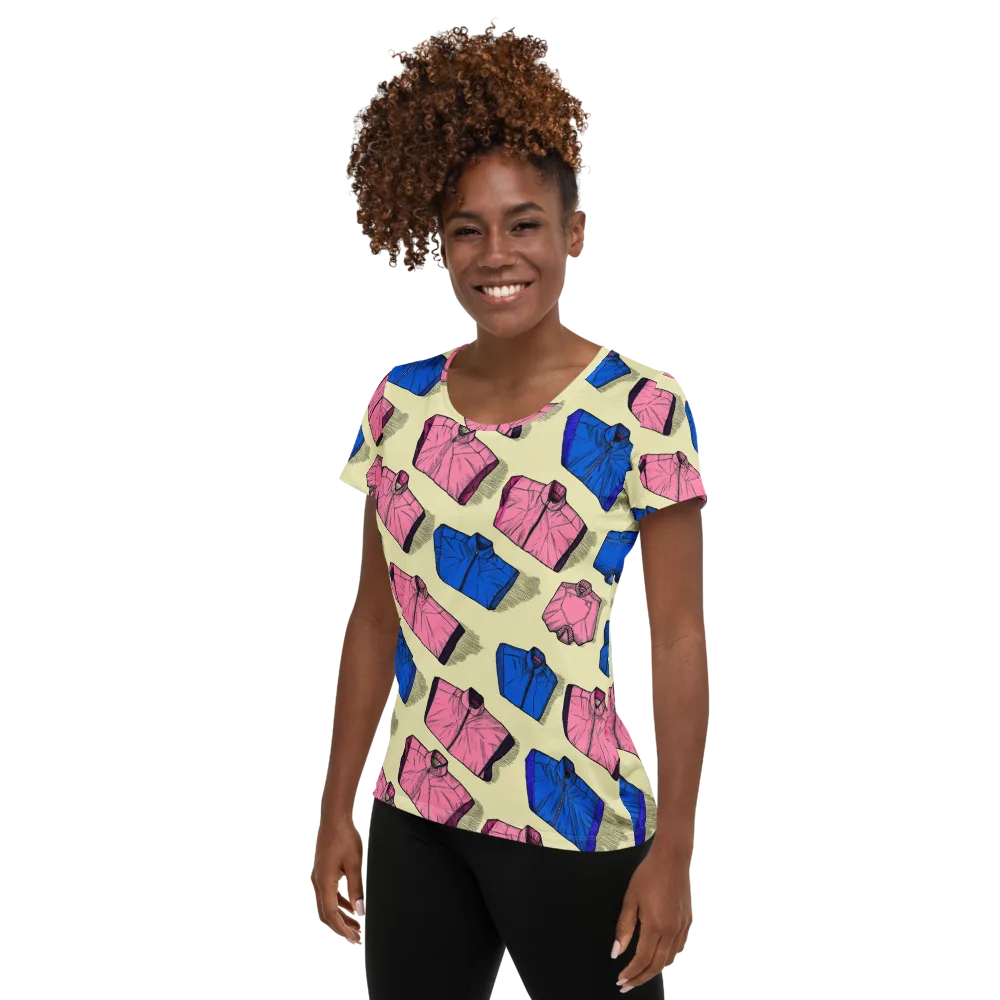 Puffer Parade on Women's Athletic T-Shirt — Left