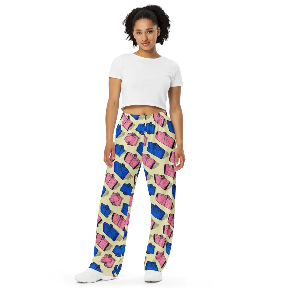 Puffer Parade on Wide-Leg Pants — Front