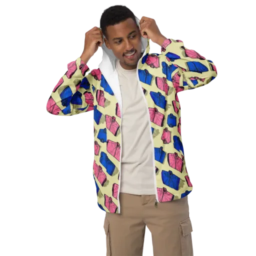 Puffer Parade on a Men's Windbreaker