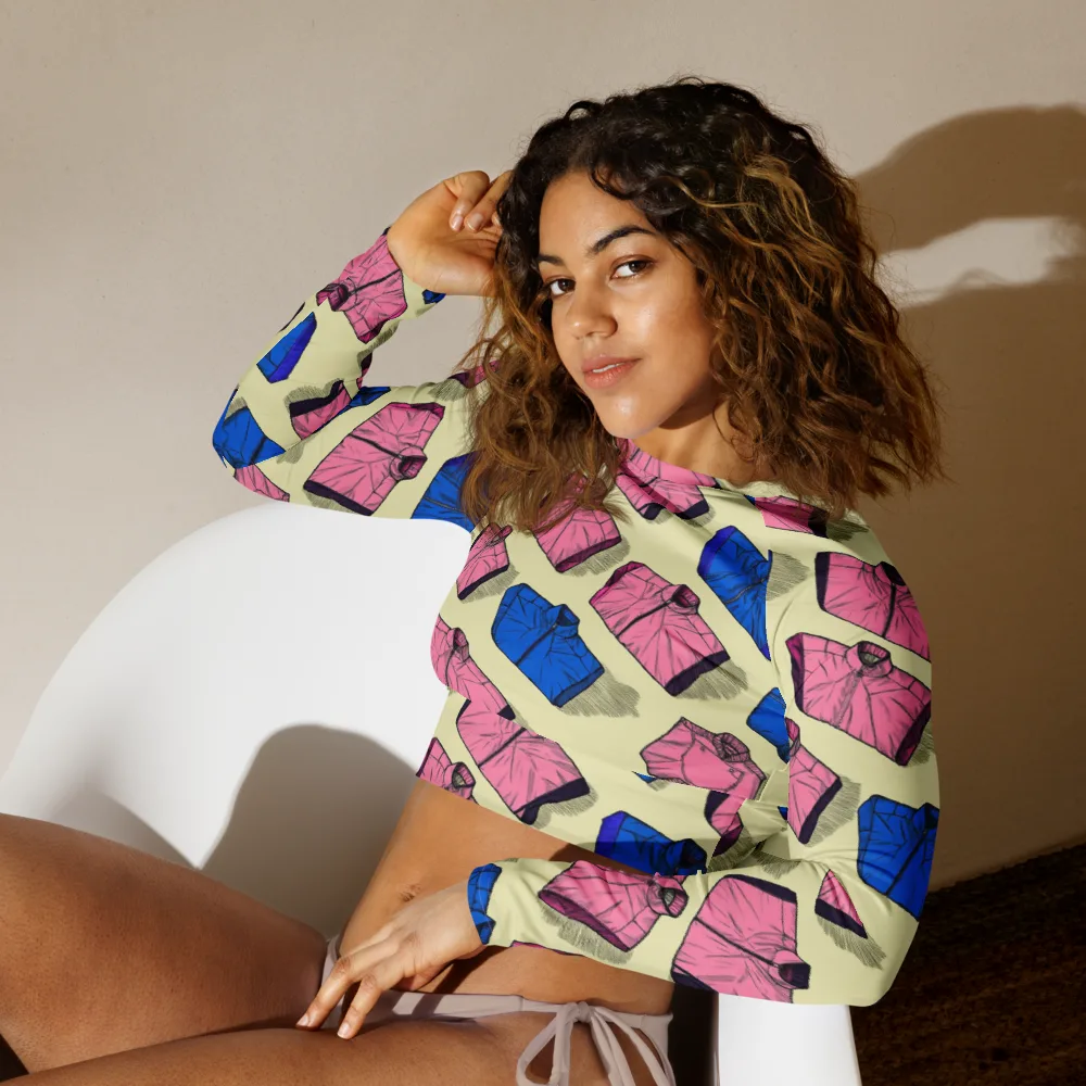 Puffer Parade on Long Sleeve Crop Top — Left Front