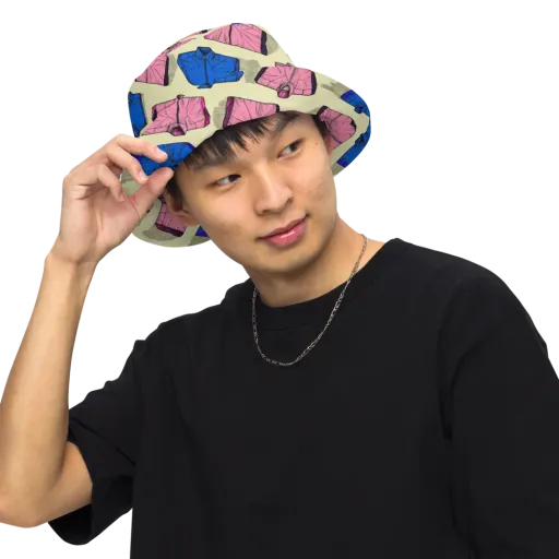 Puffer Parade on a Reversible Bucket Hat