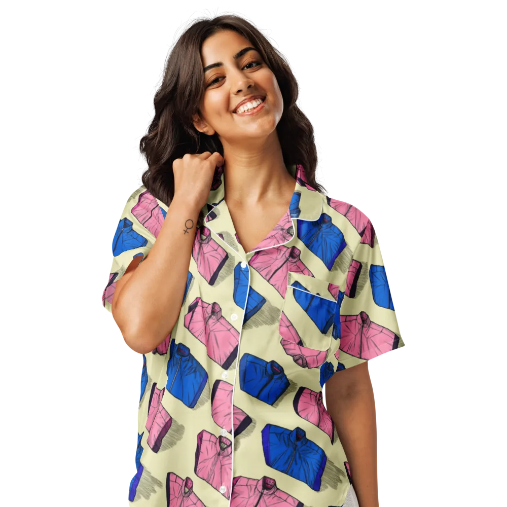 Puffer Parade on Women's Short Sleeve Pajama Top — Front