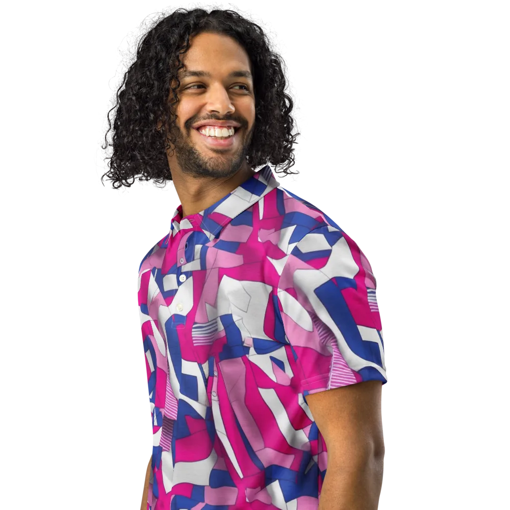 Pink Power Suit on Men's Slim Fit Polo Shirt — Left Front