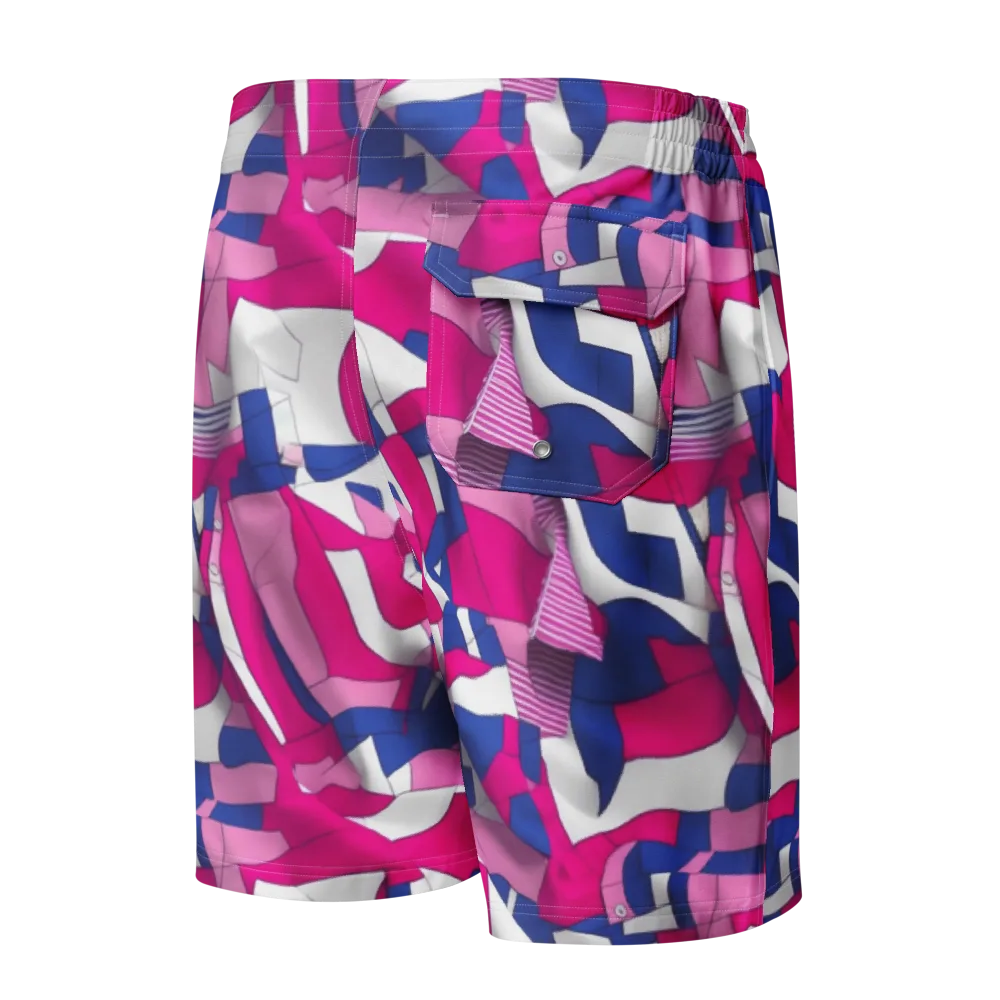 Pink Power Suit on Men's Board Shorts — Back
