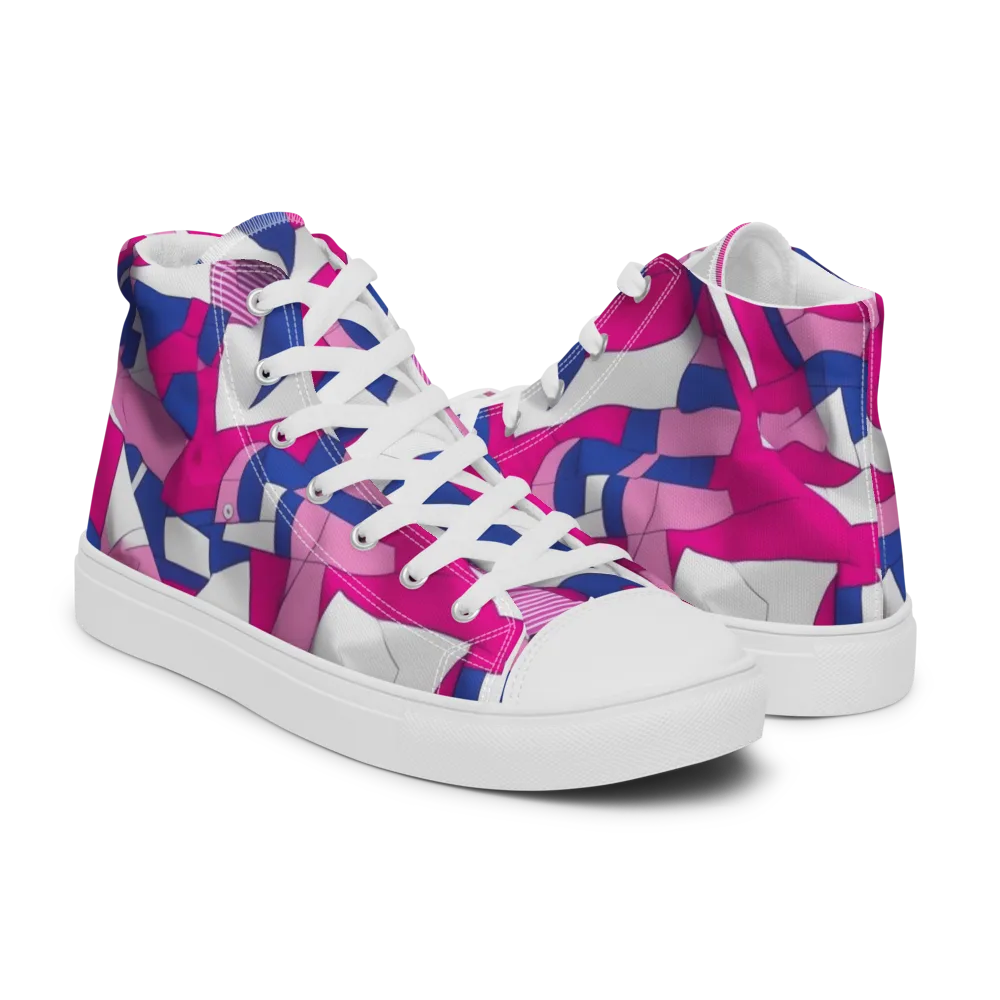 Pink Power Suit on Men's High Top Canvas Shoes — Right