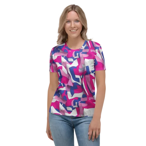 Pink Power Suit on a Women's Crew Neck T-Shirt