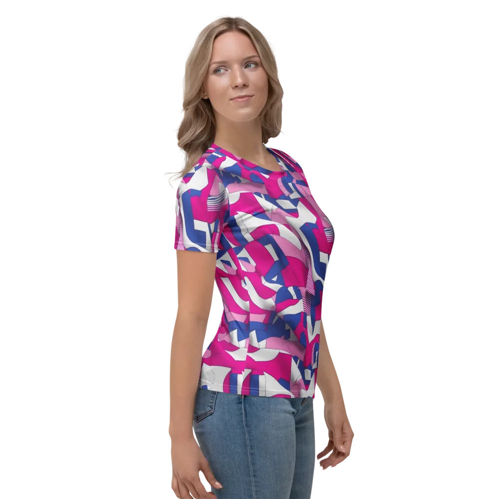 Pink Power Suit on Women's Crew Neck T-Shirt — Right
