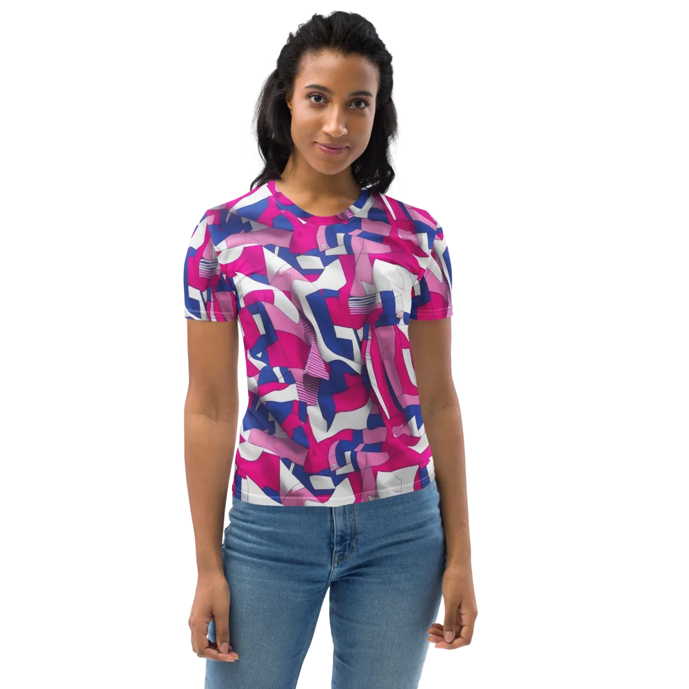 Pink Power Suit on Women's Crew Neck T-Shirt — Front