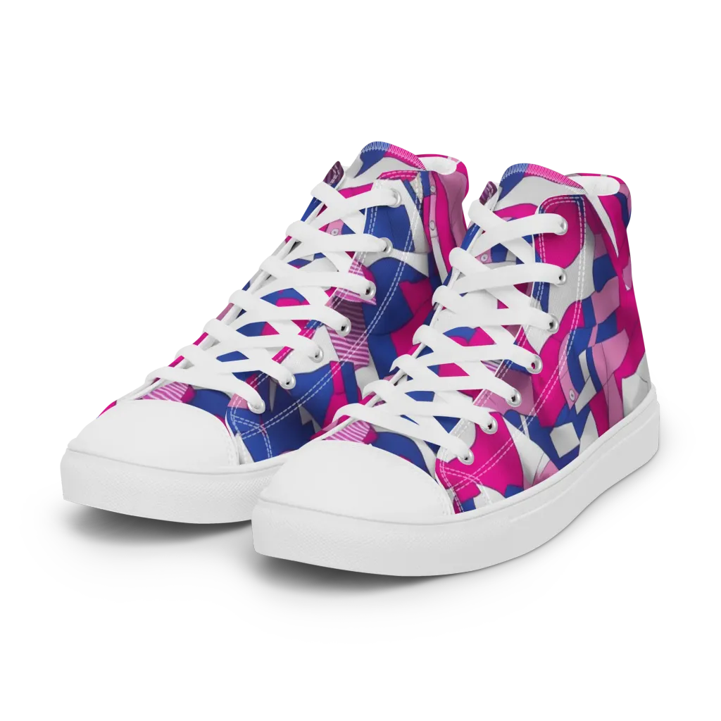 Pink Power Suit on Women's High Top Canvas Shoes — Left Front