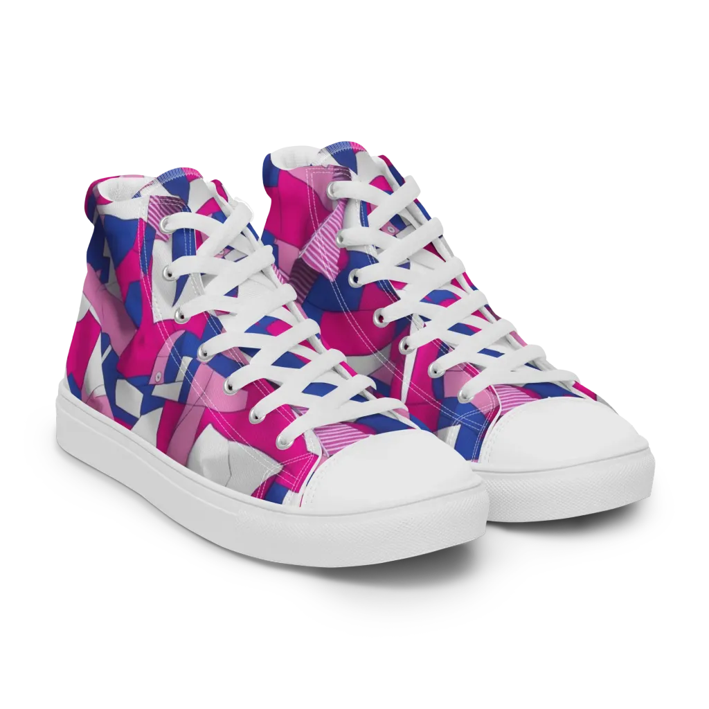 Pink Power Suit on Women's High Top Canvas Shoes — Right Front