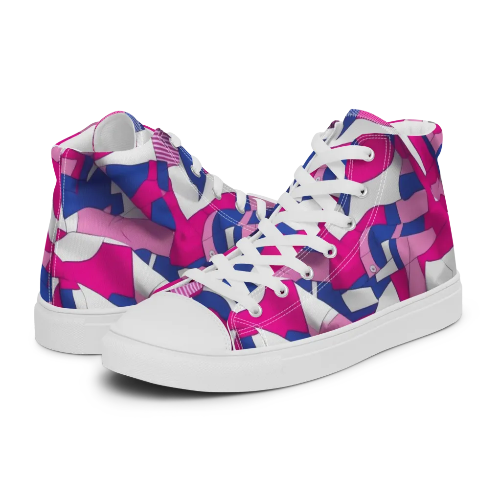 Pink Power Suit on Women's High Top Canvas Shoes — Left