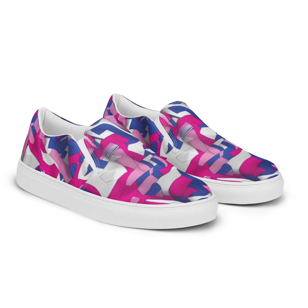 Pink Power Suit on Men's Slip-On Canvas Shoes — Right Front