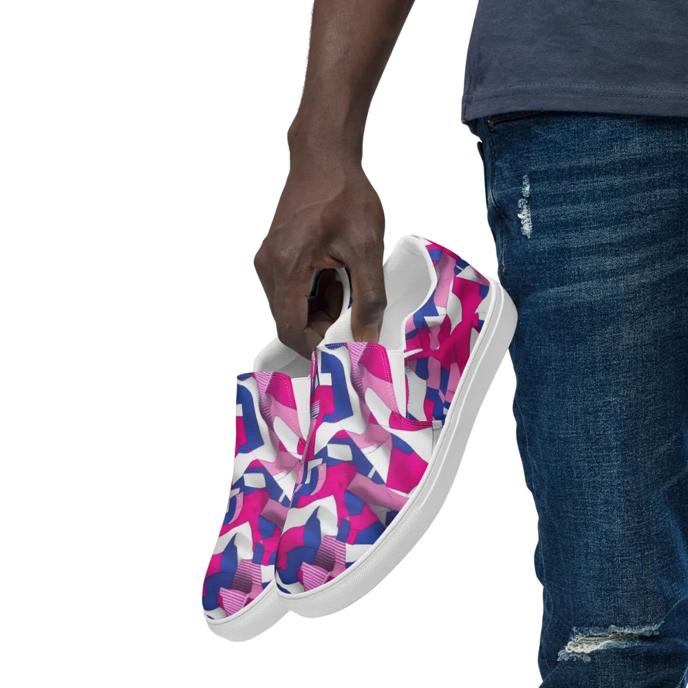 Pink Power Suit on Men's Slip-On Canvas Shoes — Left Front
