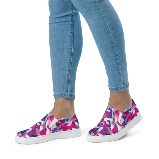 Pink Power Suit on a Women's Slip-On Canvas Shoes