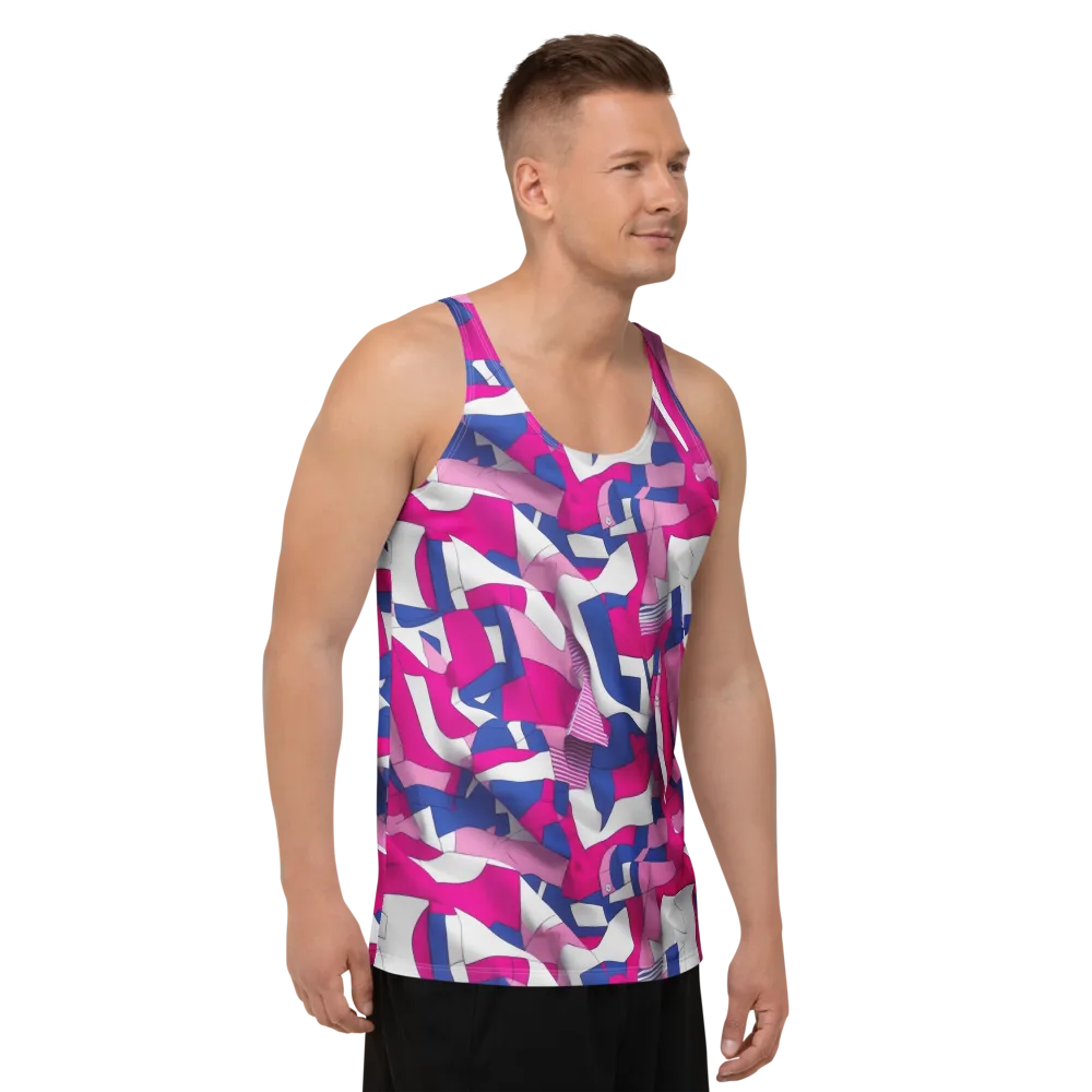 Pink Power Suit on Men's Tank Top — Right Front