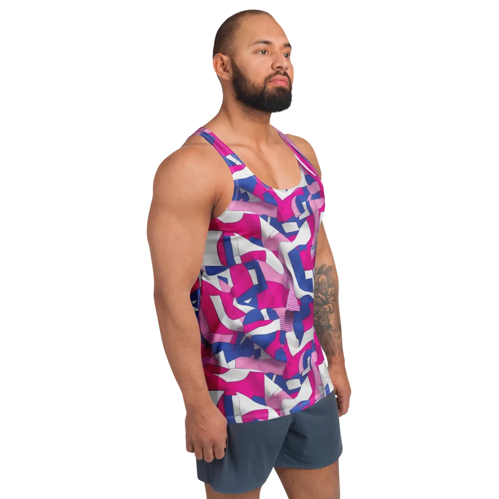Pink Power Suit on Men's Tank Top — Right Front