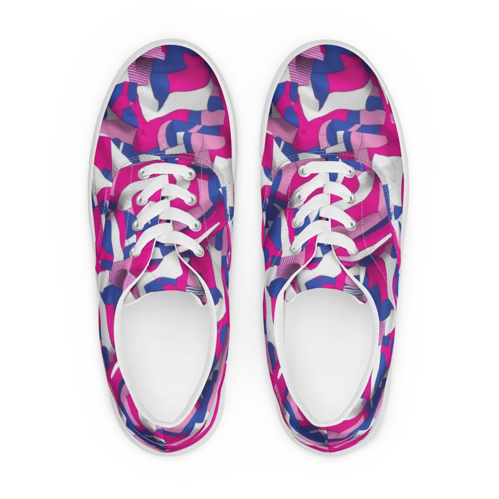 Pink Power Suit on Men's Lace-Up Canvas Shoes — Front