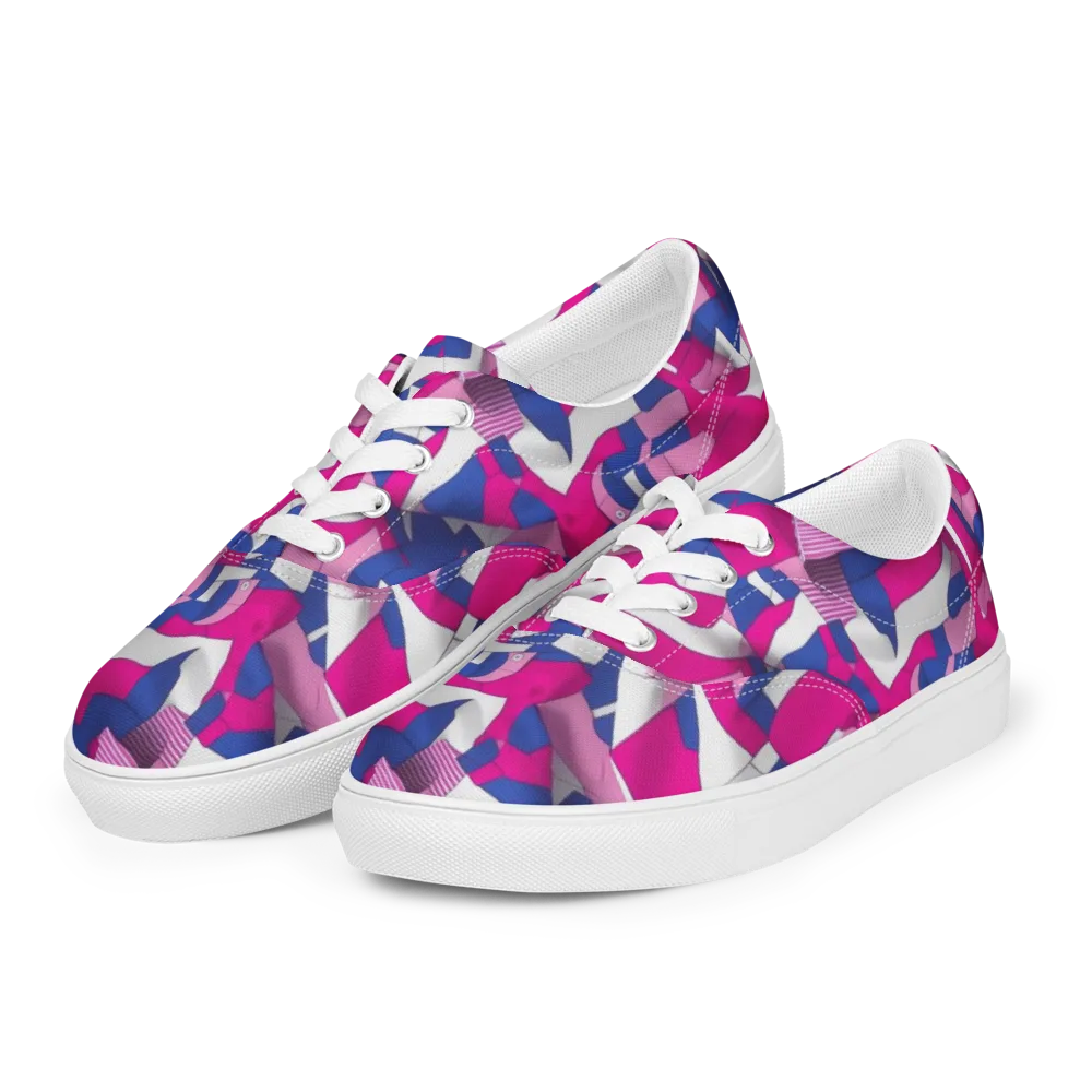 Pink Power Suit on Men's Lace-Up Canvas Shoes — Left Front