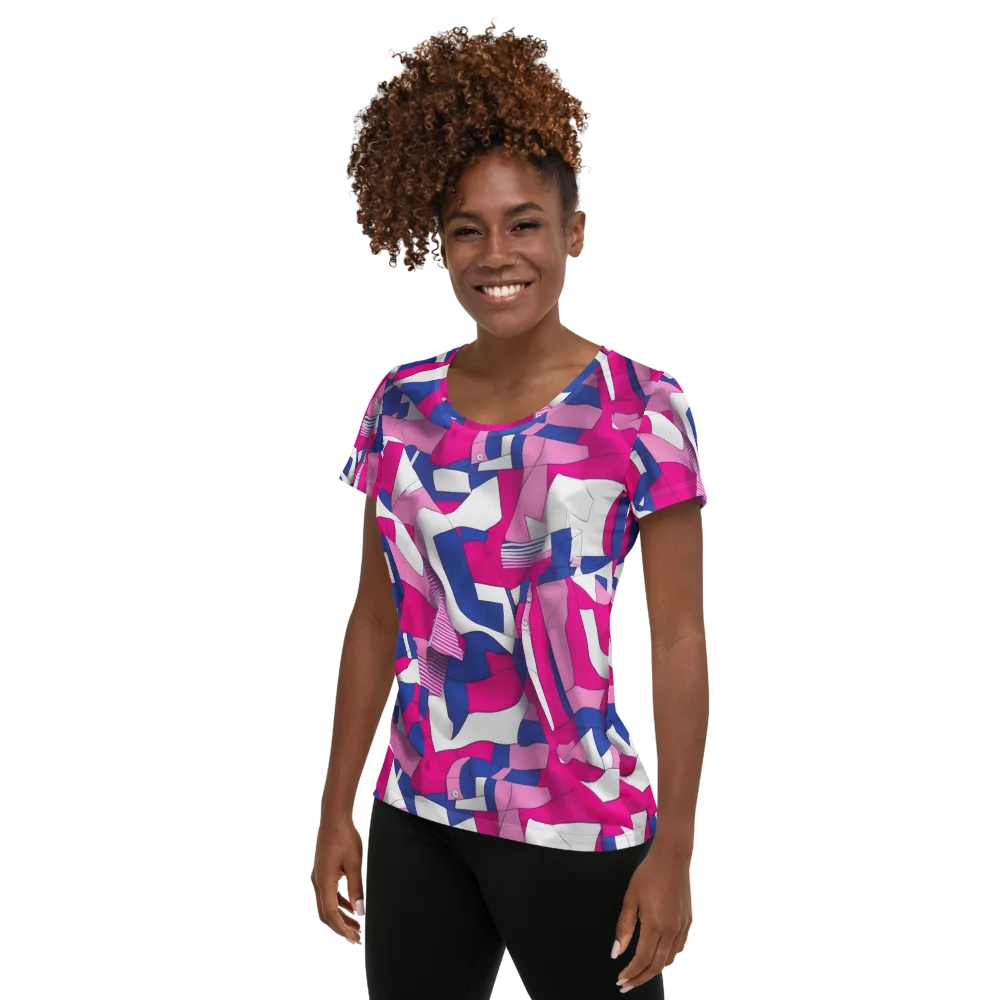 Pink Power Suit on Women's Athletic T-Shirt — Left