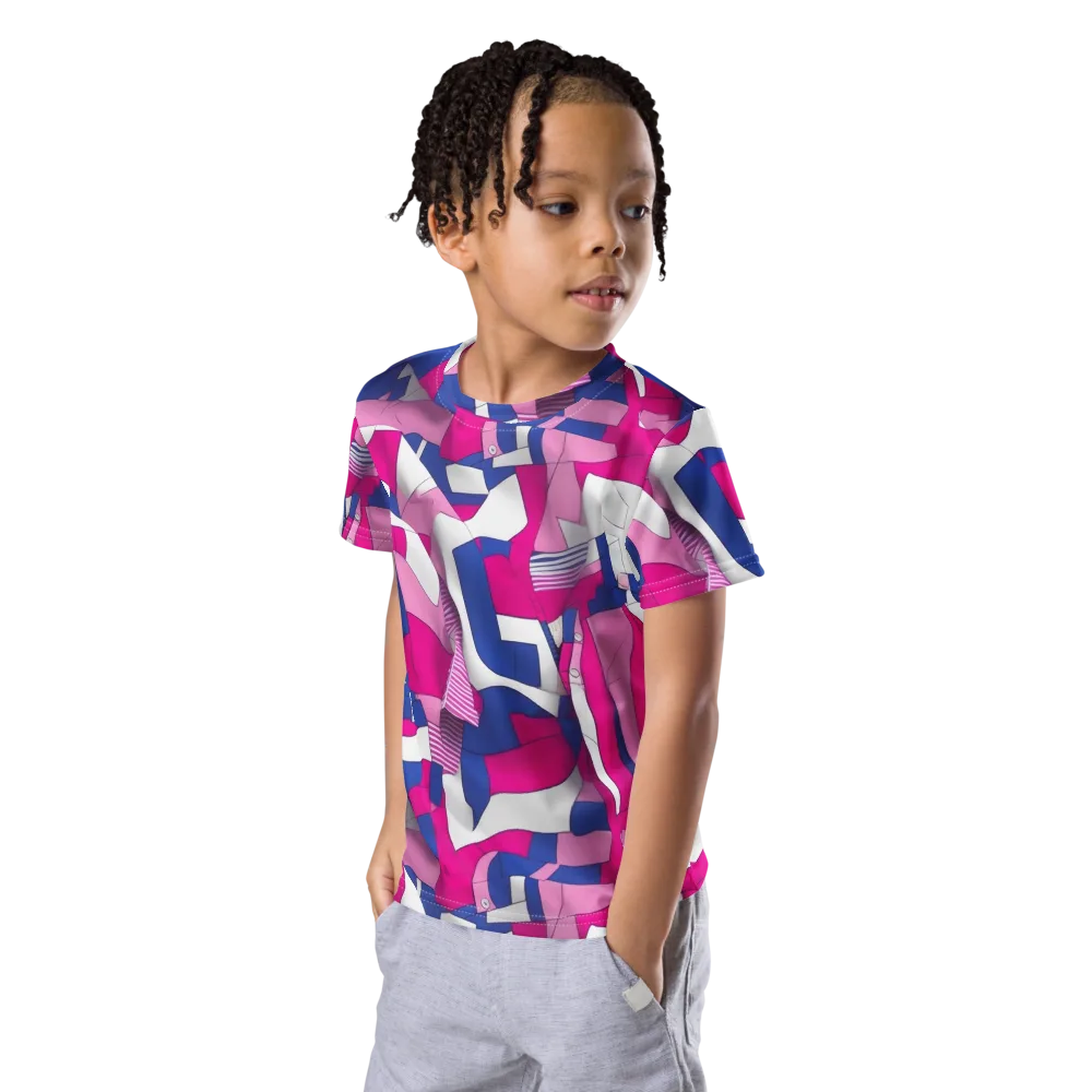 Pink Power Suit on Kids Crew Neck T-Shirt — Left Front