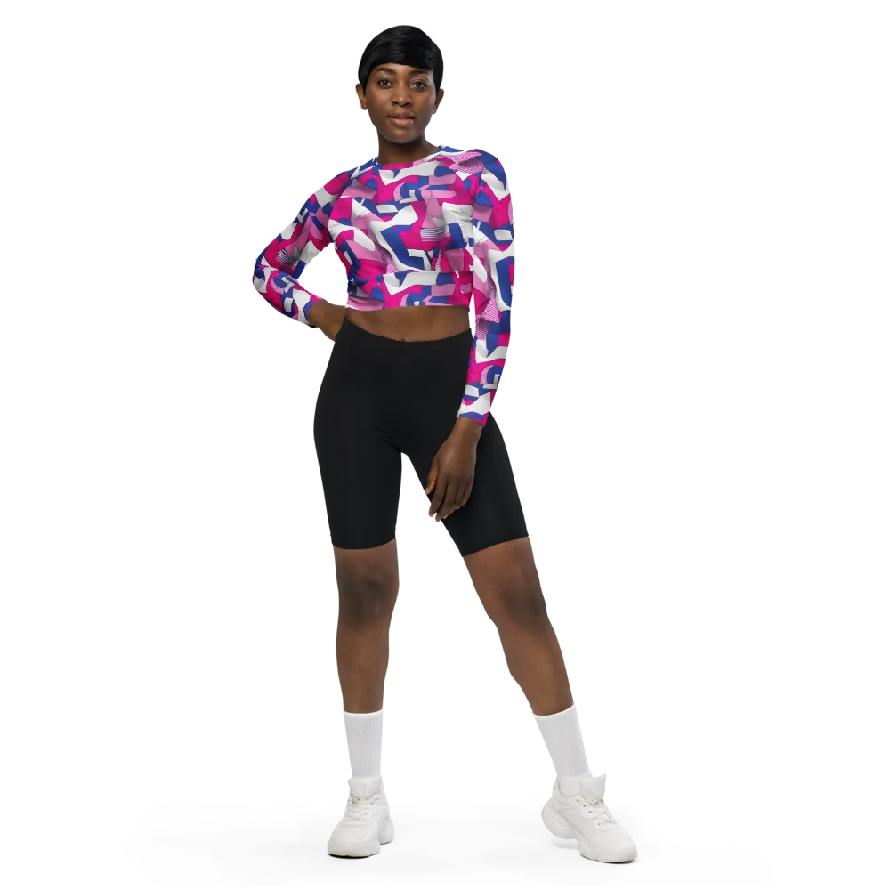 Pink Power Suit on Long Sleeve Crop Top — Front
