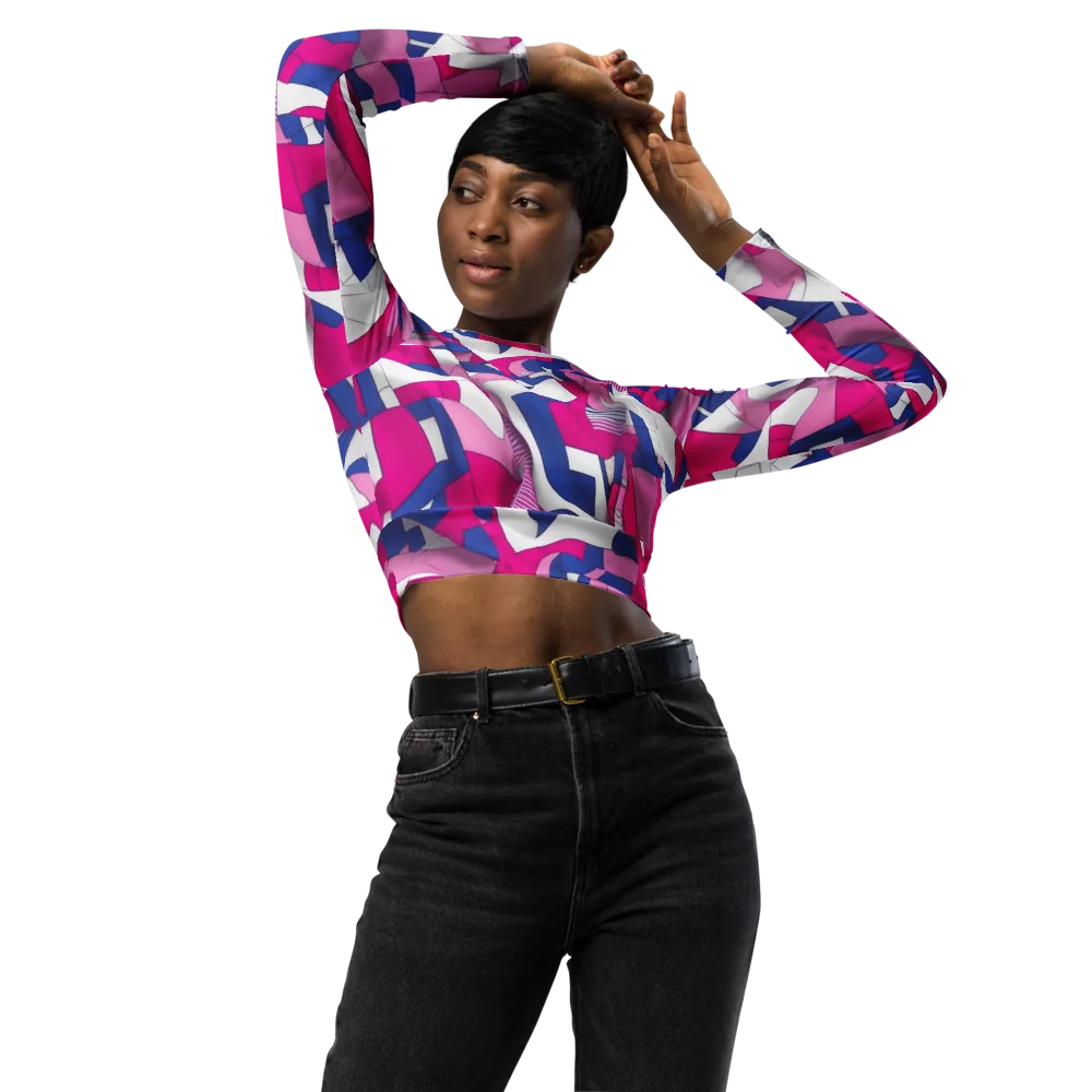 Pink Power Suit on Long Sleeve Crop Top — Front