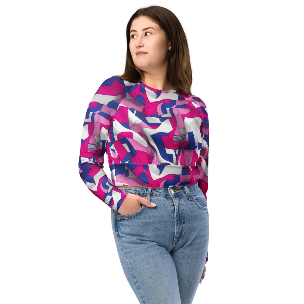 Pink Power Suit on Long Sleeve Crop Top — Front