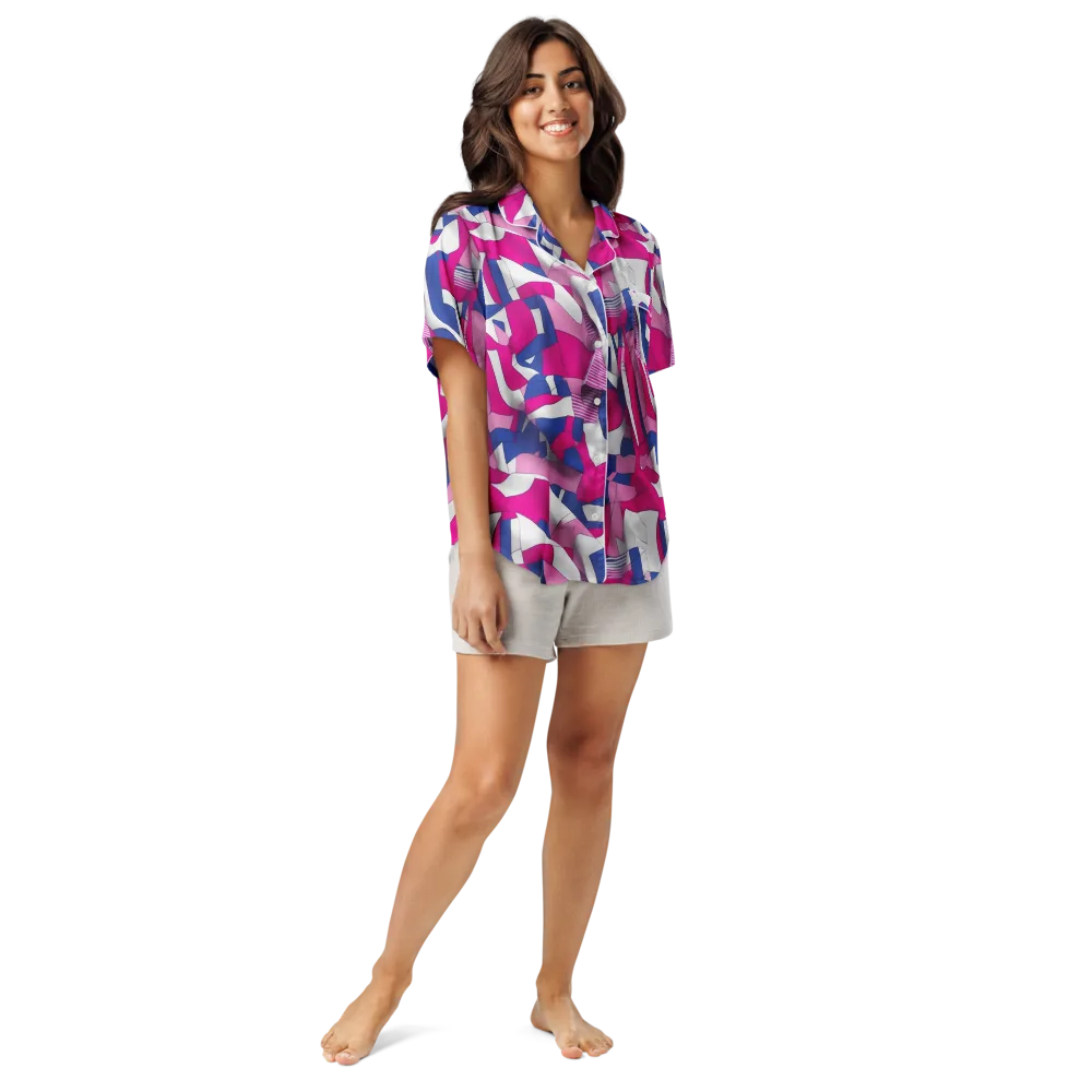 Pink Power Suit on Women's Short Sleeve Pajama Top — Front