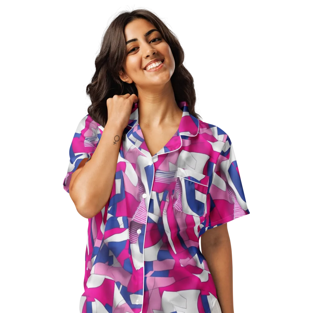 Pink Power Suit on Women's Short Sleeve Pajama Top — Front