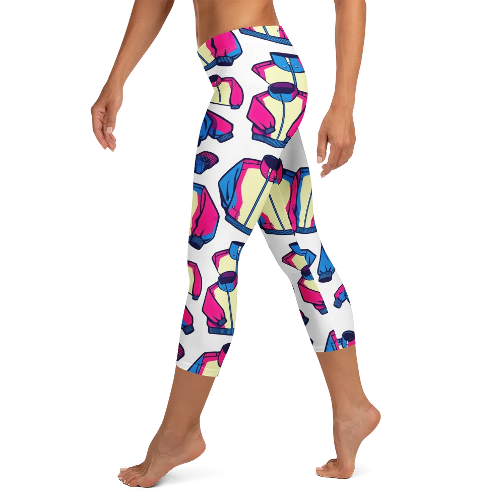 Neon Windbreak on Capri Leggings — Left