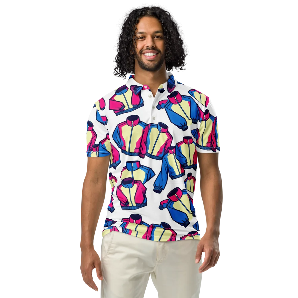 Neon Windbreak on Men's Slim Fit Polo Shirt — Front