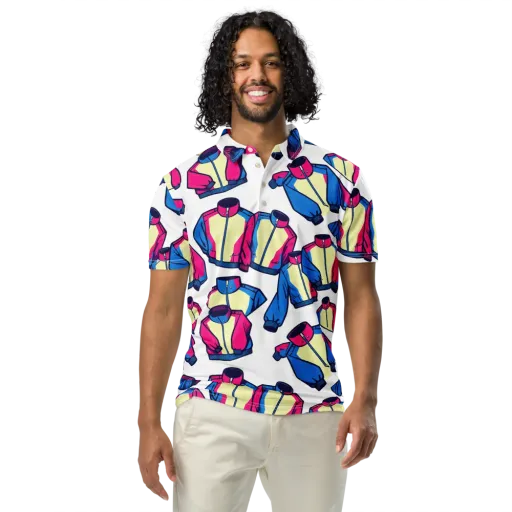 Neon Windbreak on a Men's Slim Fit Polo Shirt