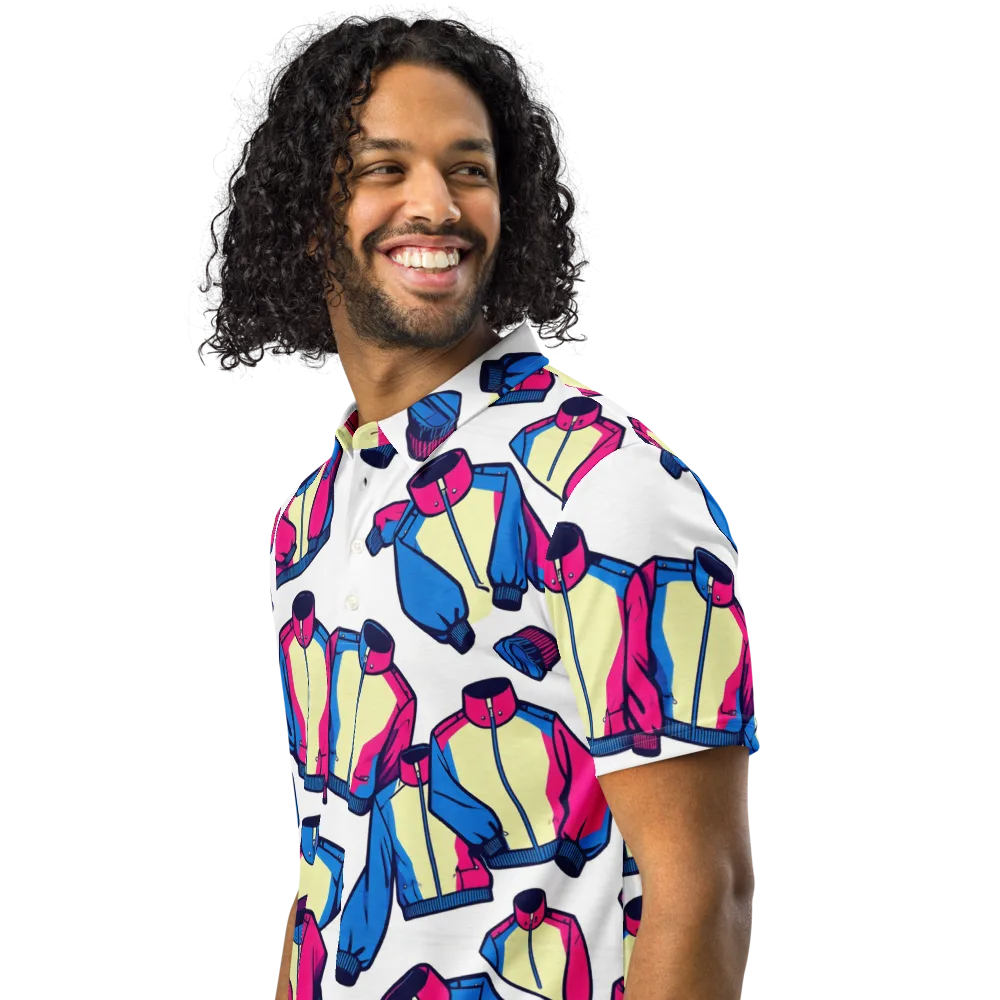 Neon Windbreak on Men's Slim Fit Polo Shirt — Left Front