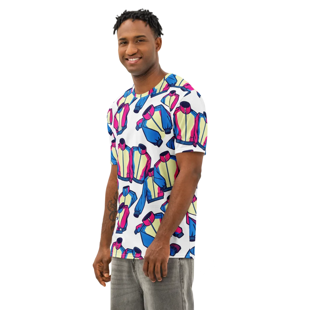 Neon Windbreak on Men's Cotton Crew Neck T-Shirt — Left Front
