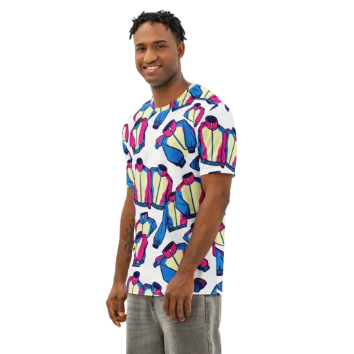 Neon Windbreak on a Men's Cotton Crew Neck T-Shirt