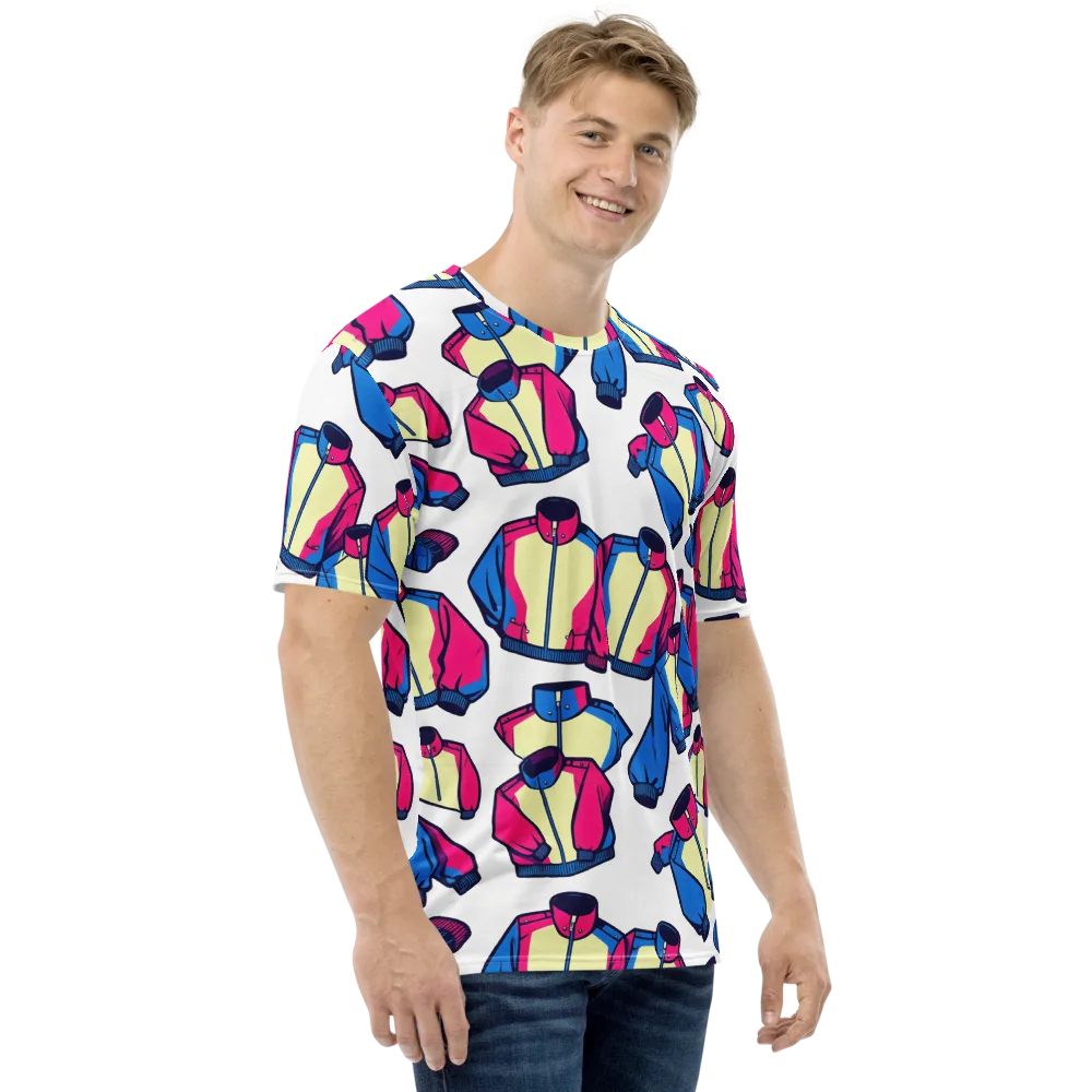 Neon Windbreak on Men's Crew Neck T-Shirt — Right