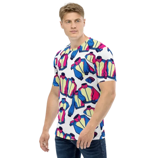 Neon Windbreak on a Men's Crew Neck T-Shirt