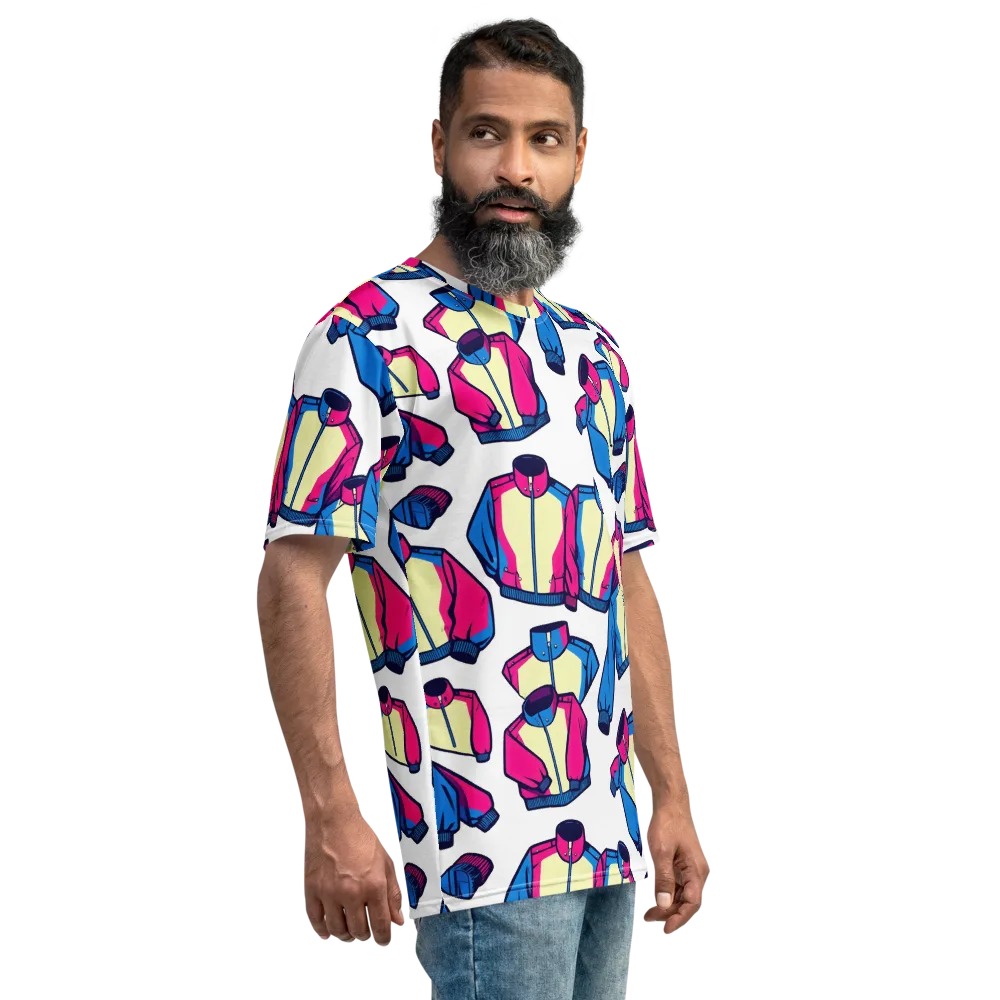 Neon Windbreak on Men's Crew Neck T-Shirt — Right