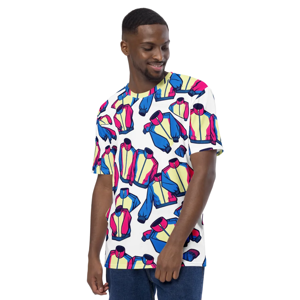 Neon Windbreak on Men's Crew Neck T-Shirt — Left