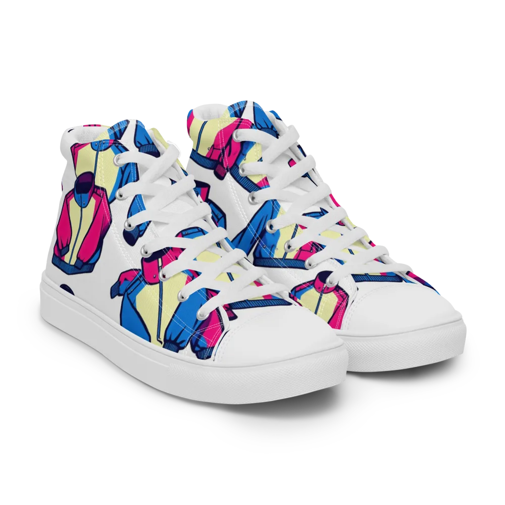 Neon Windbreak on Men's High Top Canvas Shoes — Right Front