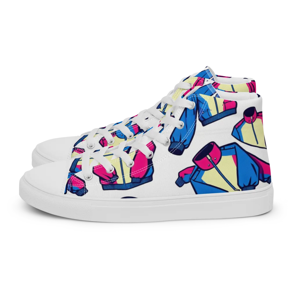 Neon Windbreak on Men's High Top Canvas Shoes — Left