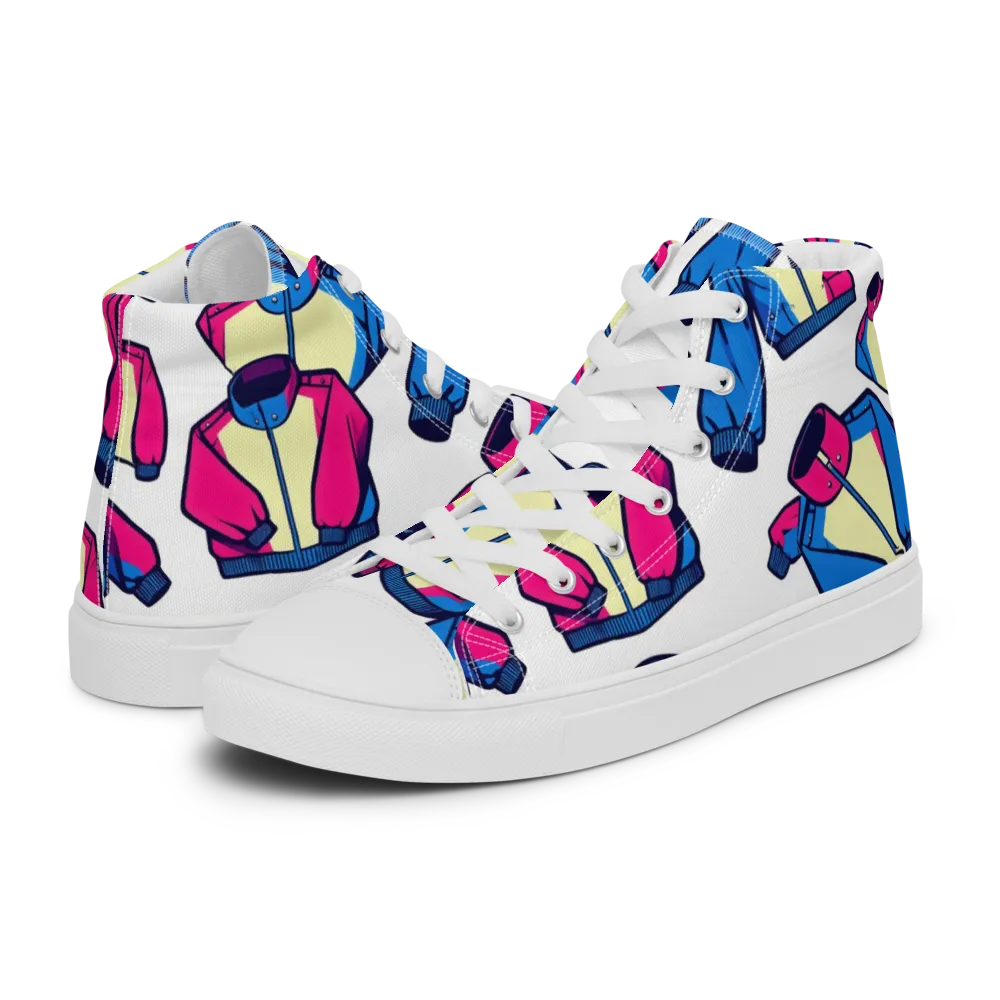 Neon Windbreak on Men's High Top Canvas Shoes — Left