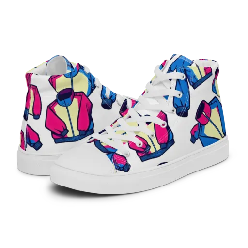 Neon Windbreak on a Men's High Top Canvas Shoes