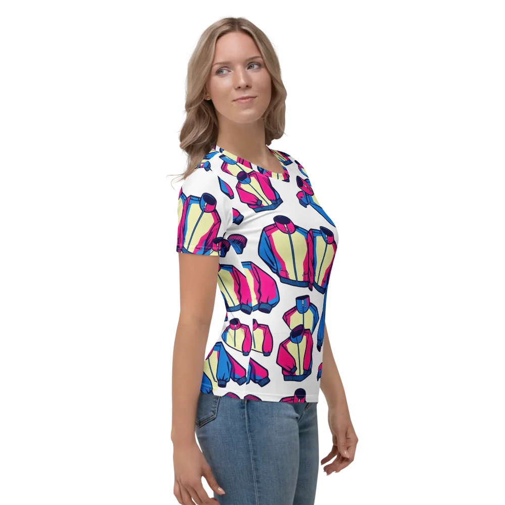 Neon Windbreak on Women's Crew Neck T-Shirt — Right