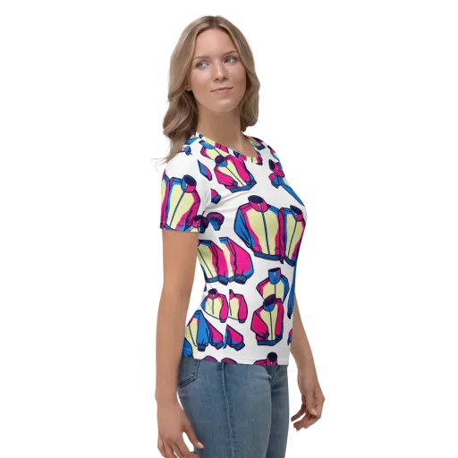 Neon Windbreak on a Women's Crew Neck T-Shirt