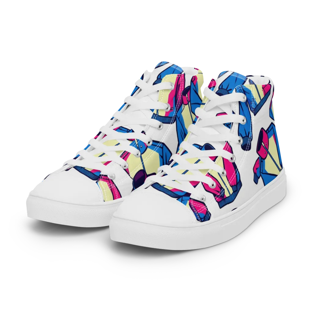 Neon Windbreak on Women's High Top Canvas Shoes — Left Front
